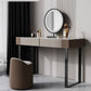 TEODORO Sintered Stone Top Leather Wrapped Vanity Table With Stool And LED Mirror Makeup Table Dressing Table With Drawers 0.8m-1.2m