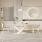 LEONIDA White Crossed Base High-End Stone Top Dining Table Rectangular 1.8-2.2m