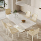 LEONIDA White Crossed Base High-End Stone Top Dining Table Rectangular 1.8-2.2m