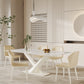 LEONIDA White Crossed Base High-End Stone Top Dining Table Rectangular 1.8-2.2m