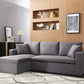 Modern Design Linen Fabric 3-Seat Sofa Bed With Storage Chaise Grey Color