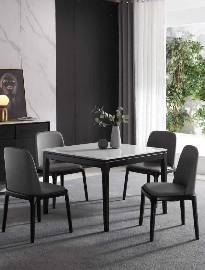 KILIAN Sintered Stone Top Square Dining Table Black Solid Wood Frame