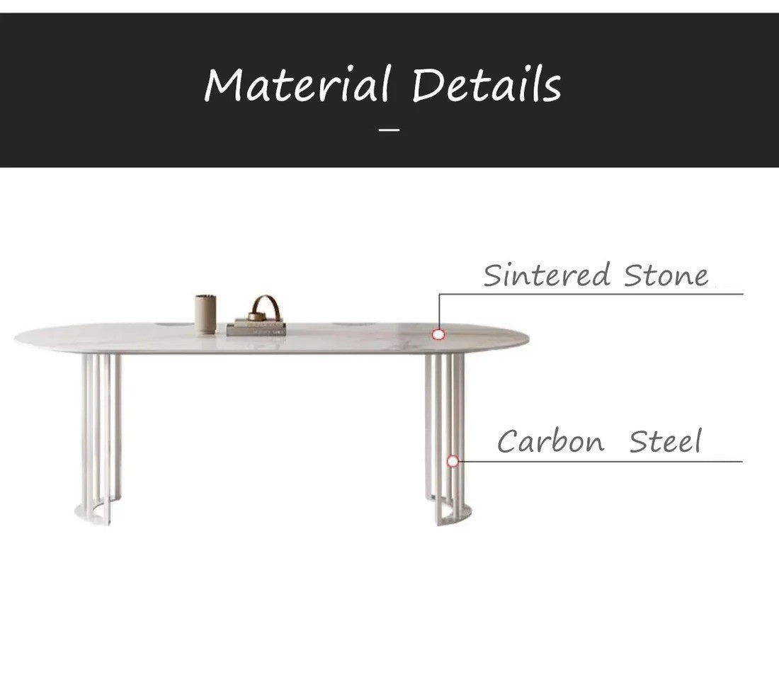 DEE Oval Shape Sintered Stone Dining Table Matte Finish 1.6-1.8m