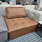 TOFU High-Fiber Fill Brown Color Single Leather Sofa Tofu Block Style