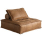 TOFU High-Fiber Fill Brown Color Single Leather Sofa Tofu Block Style