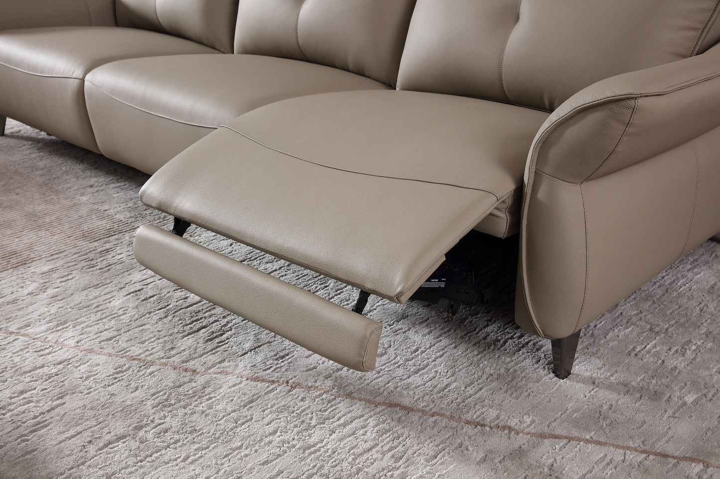 LORELEI Elephant Grey Genuine Leather Three Seat Sofa With Left Hand Side Electric Recliner Electric Sofa Lounge 2.78m