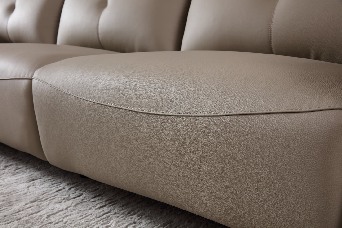 LORELEI Elephant Grey Genuine Leather Three Seat Sofa With Left Hand Side Electric Recliner Electric Sofa Lounge 2.78m
