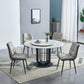 Caio Marble Top Round Dining Table Tith Steel Base Frame With Lazy Susan 1.3m