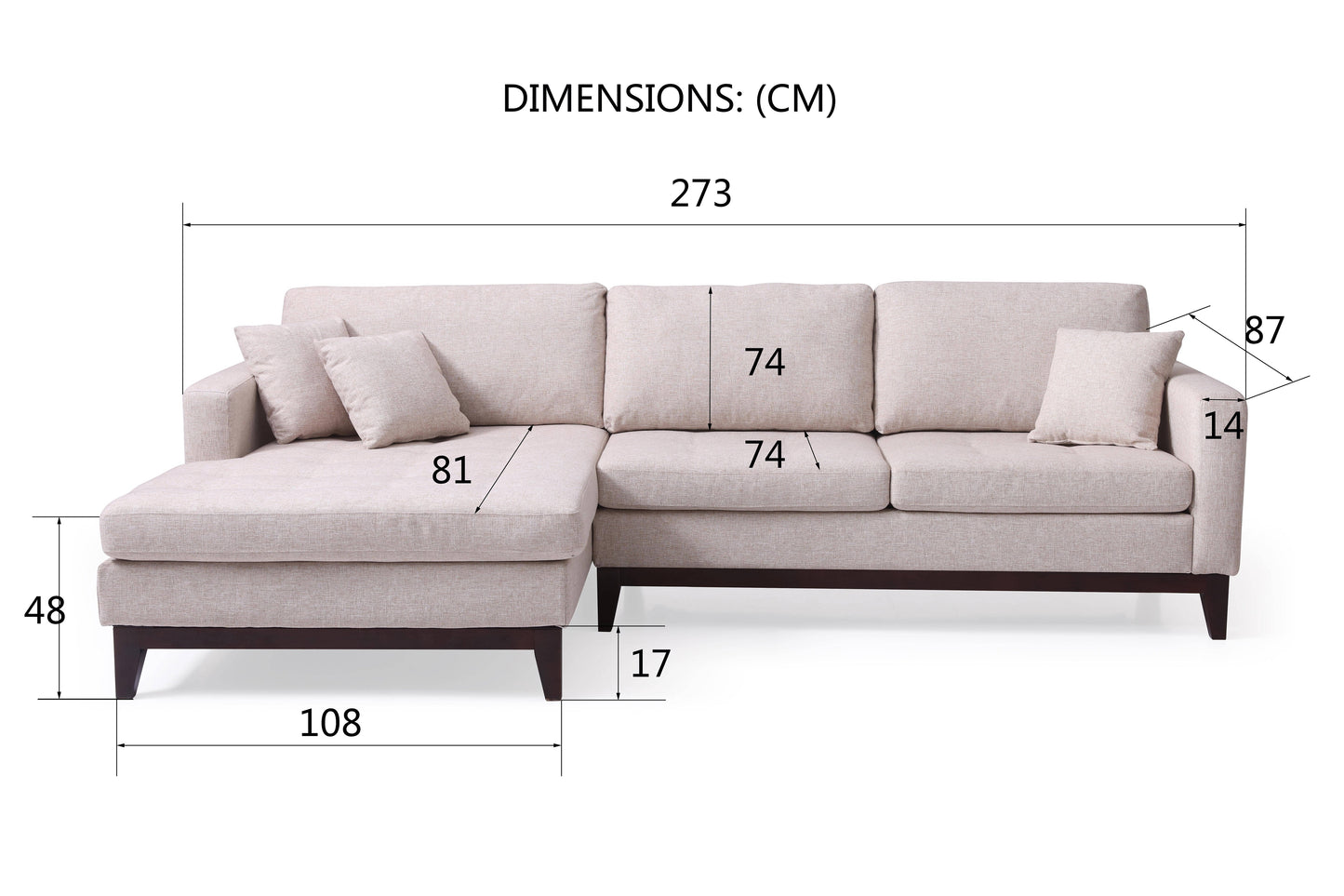 Diamonds Modern Design Fabric 4-Seat Modular Recliner Corner Futon Lounge Couch With Chaise In Beige