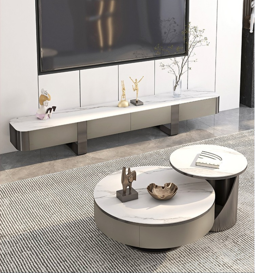 Berkley Nesting Sintered Stone Top Coffee Table Set Glossy Finish