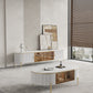 LUCAS Modern TV Unit TV Stand White Sintered Stone Top With Golden Color Legs