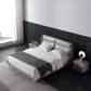 TEMREN Luxurious Leather Bed Frame Carbon Steel Legs Light Grey Queen/King