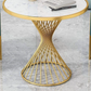Lucan Sintered Stone Top Small Dining Table 80cm Golden Color Steel Frame Base