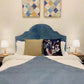 AQUA French Design Retro Velvet Upholstered Bed Frame In Queen Size Only