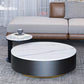 Nicole Modern Design White Sintered Stone Top With Golden Color Base 2PC Coffee Table Set