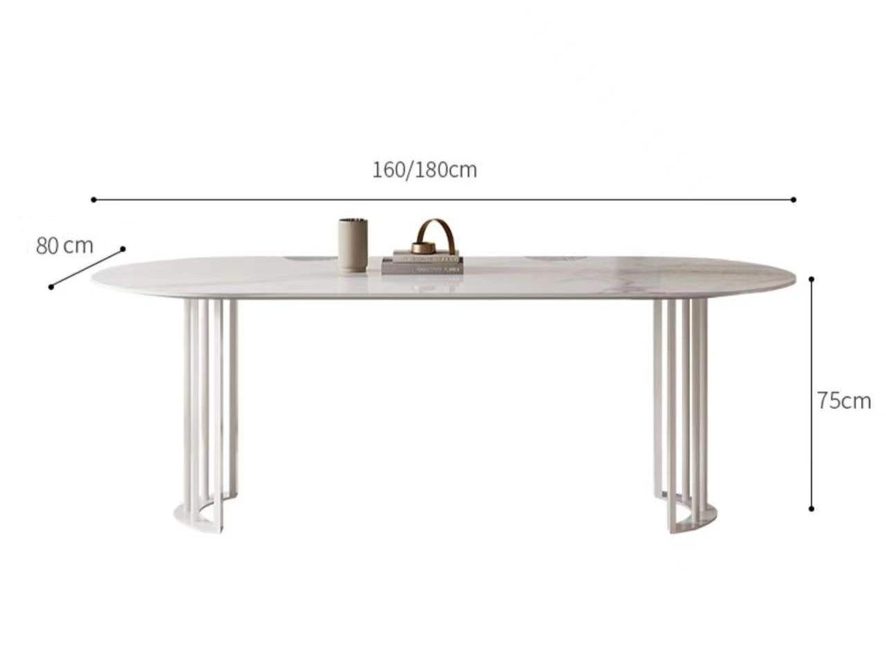 Oval Shape Marble Inspired Dining Table Matte Finish Sintered Stone Top 2 Size