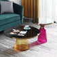 Liland Colorful Artstic Designer Coffee Table Set Tempered Glass Top