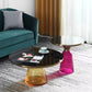 Liland Colorful Artstic Designer Coffee Table Set Tempered Glass Top