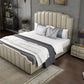 Roberto Italian Style Grey Color Luxury Leather Bed Frame Steel Legs Queen/King