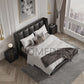 YORDEN Modern Design Genuine Cowhide Leather Bed Frame With Steel Legs Queen/ King