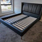 YORDEN Modern Design Genuine Cowhide Leather Bed Frame With Steel Legs Queen/ King