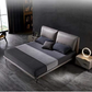 Euro Style Luxurious Premium Calf Leather Bed Frame With Carbon Steel legs Dark Grey King Queen
