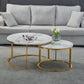 Gloria Mordern Nesting Marble Stone Top Coffee Table Set With Golden Coloured Base Frame
