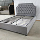 New Diamonds Buttons Design Flannelette Fabric Bed Frame In Grey Color Queen/King