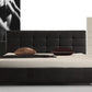 Chocolate Block Style Bedframe With Wooden Legs Fabric/PU In Double Queen King