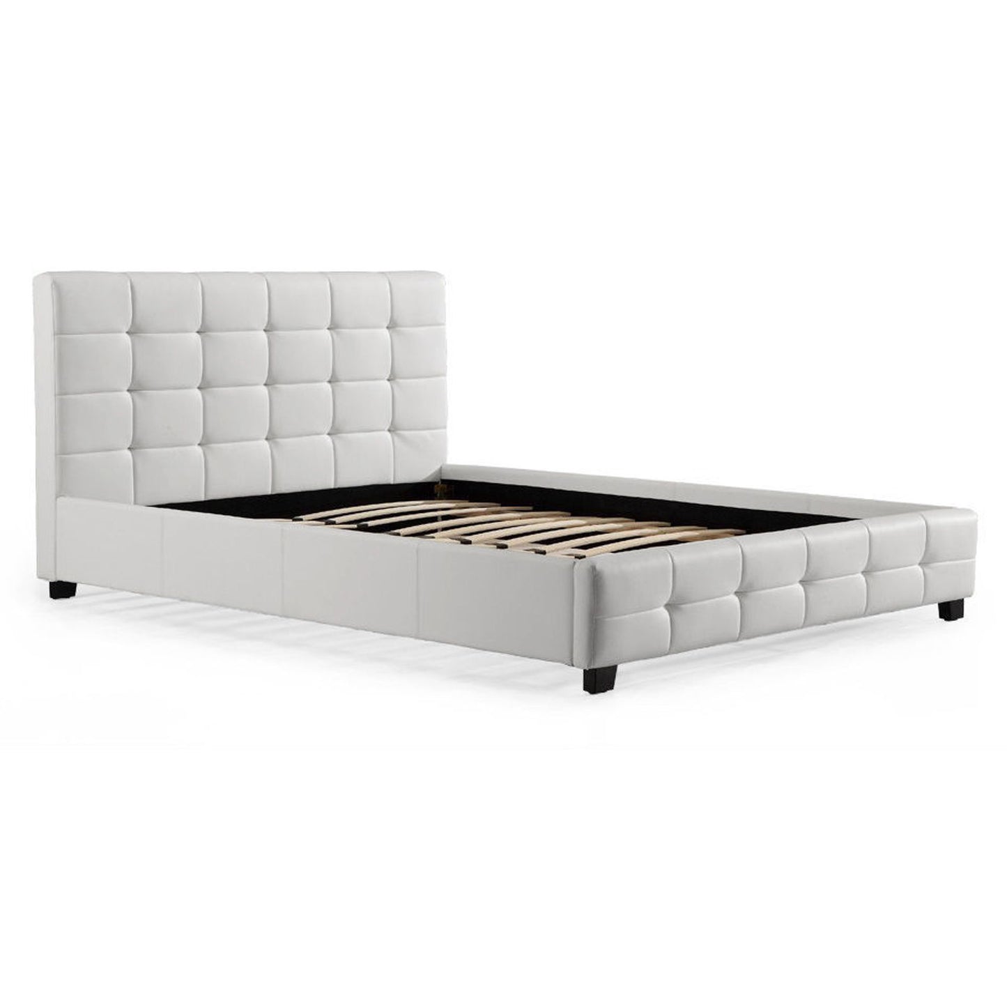 Chocolate Block Style Bedframe With Wooden Legs Fabric/PU In Double Queen King