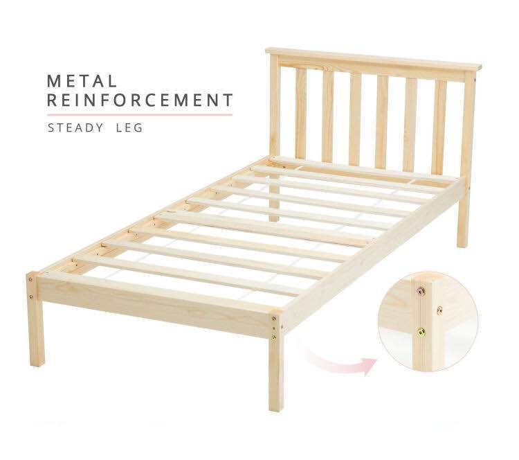 Modern Simple Design Natural Pine Wood Wooden Bed Timber Frame Single/Double/Queen