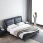 Jewelry Blue Euro Style Calf Leather Bed Frame With Steel Slegs King/Queen