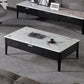 ACHER Mordern Style Coffee Table White Marble Top Wood legs With Drawer 1.3m