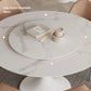 Solana White Sintered Stone Marble Effect Round Dining Table With Lazy Susan