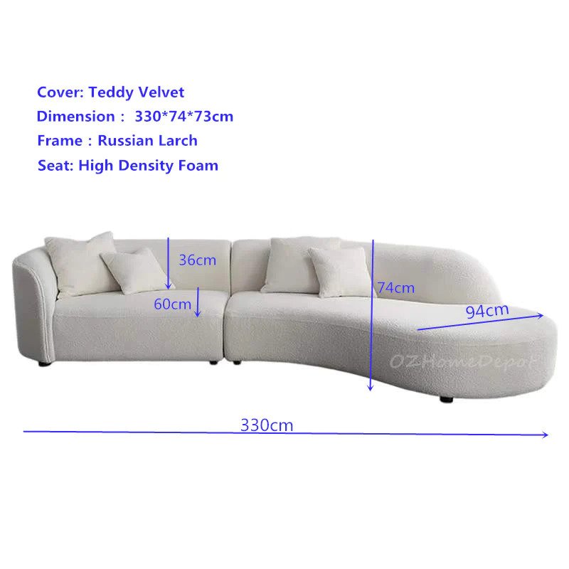 Skye 1046 Curved Velet Designer Sofa Louge Modern Fashion Design 4 Seater + Single Seat